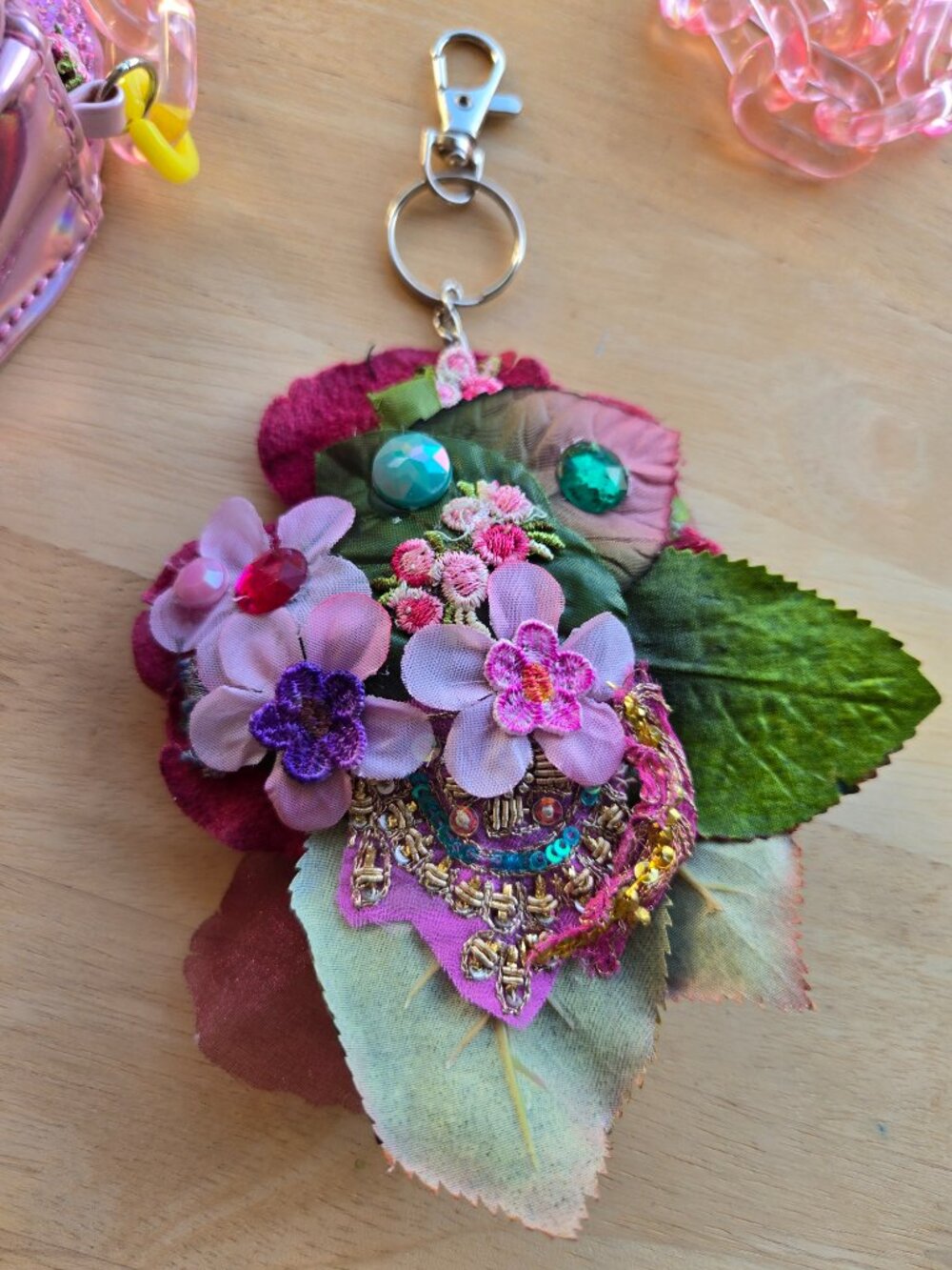 Pink Glitter Shoulder Bag Velvet Millinery Keychain Y2k-Style Coquette-inspo - Picture 14 of 16